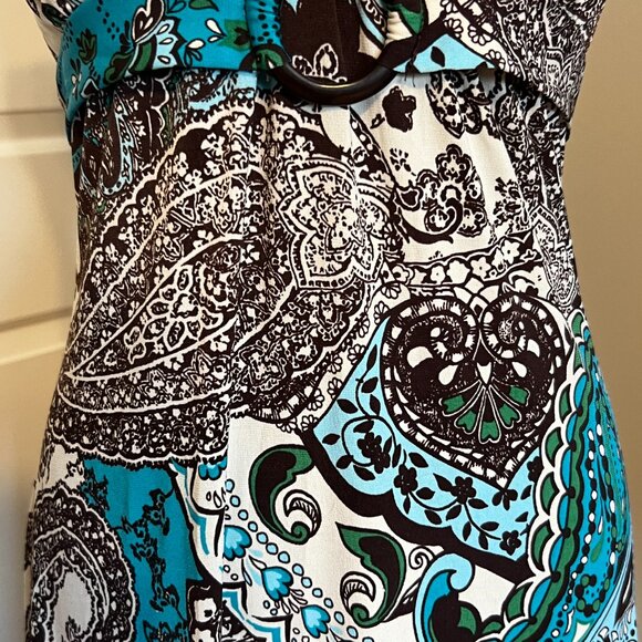 V-neck Turquoise & Green Halter Maxi Dress - Picture 5 of 7